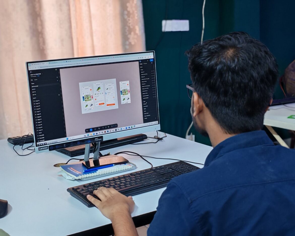 Young designer workspace
