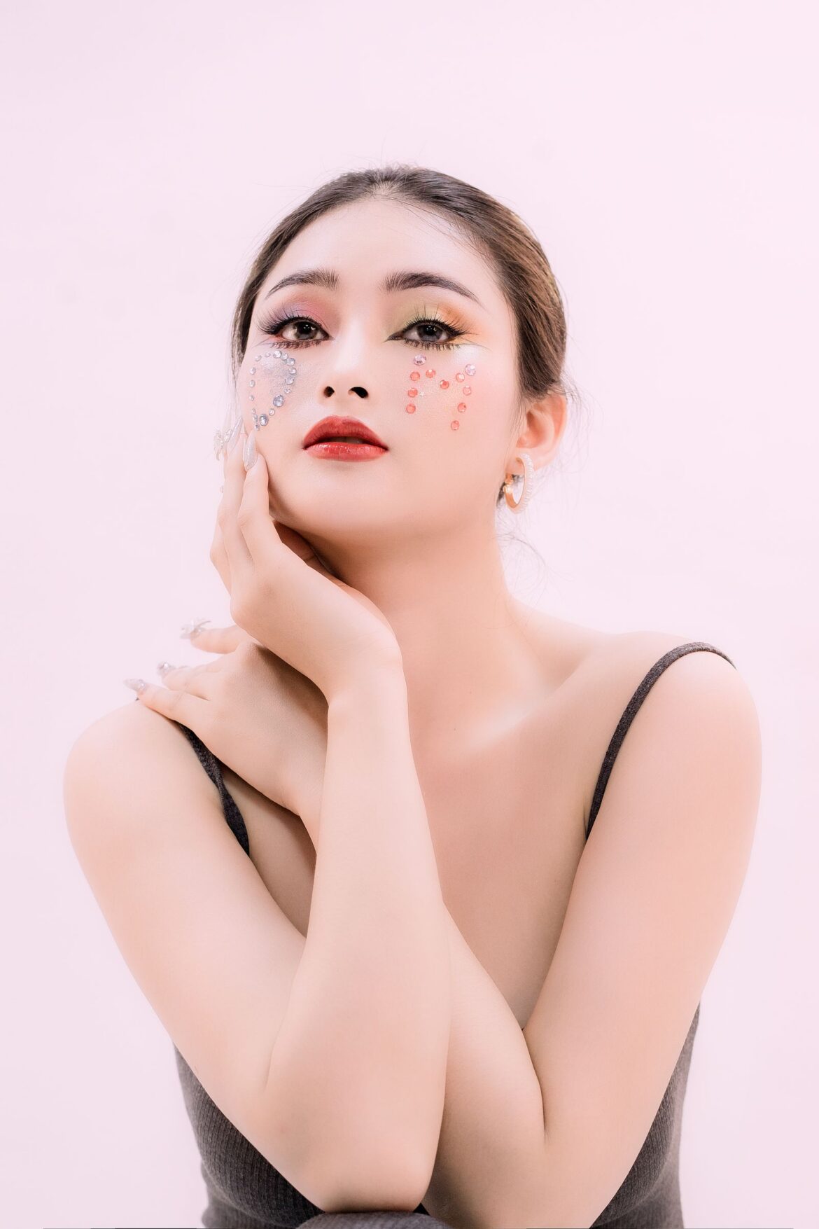 Stunning portrait with colorful creative makeup