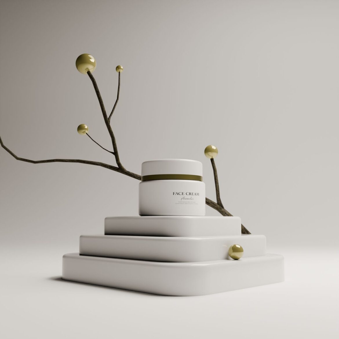 A minimalist face cream product display