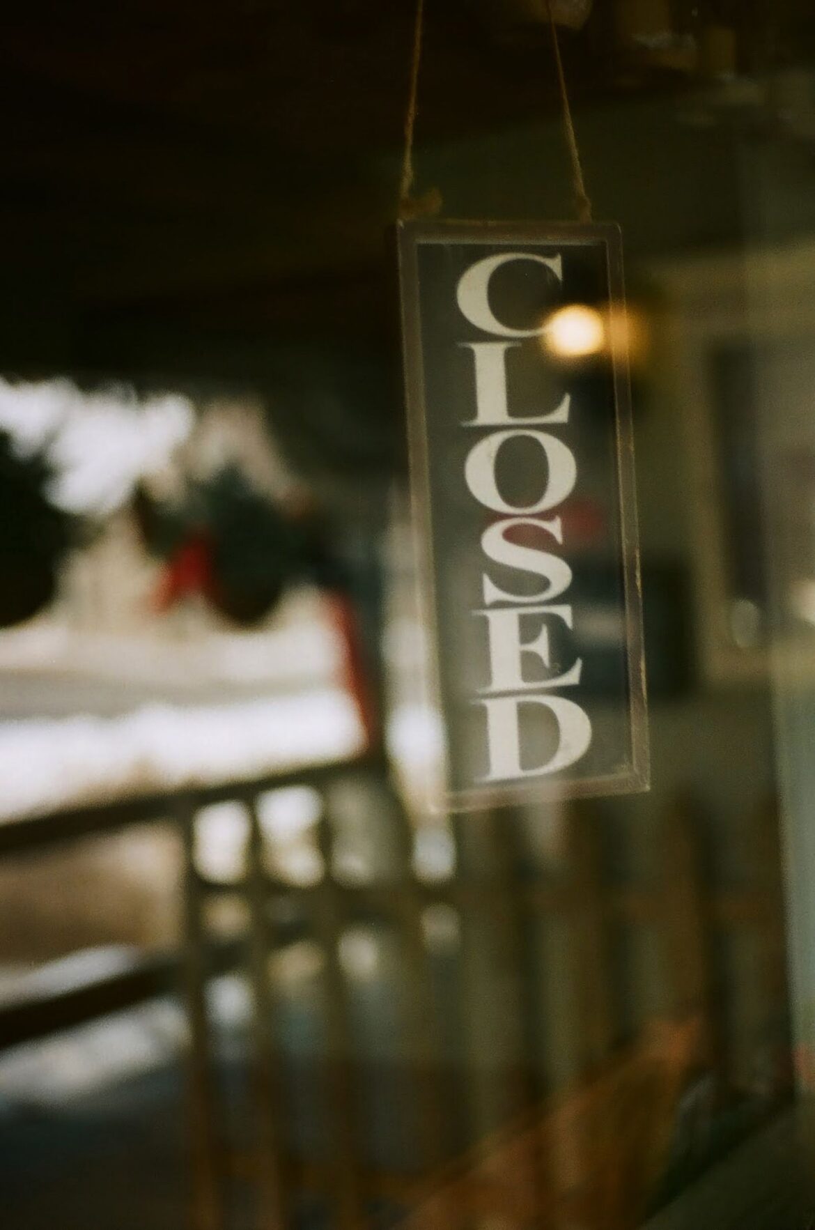 Closed sign in shop window