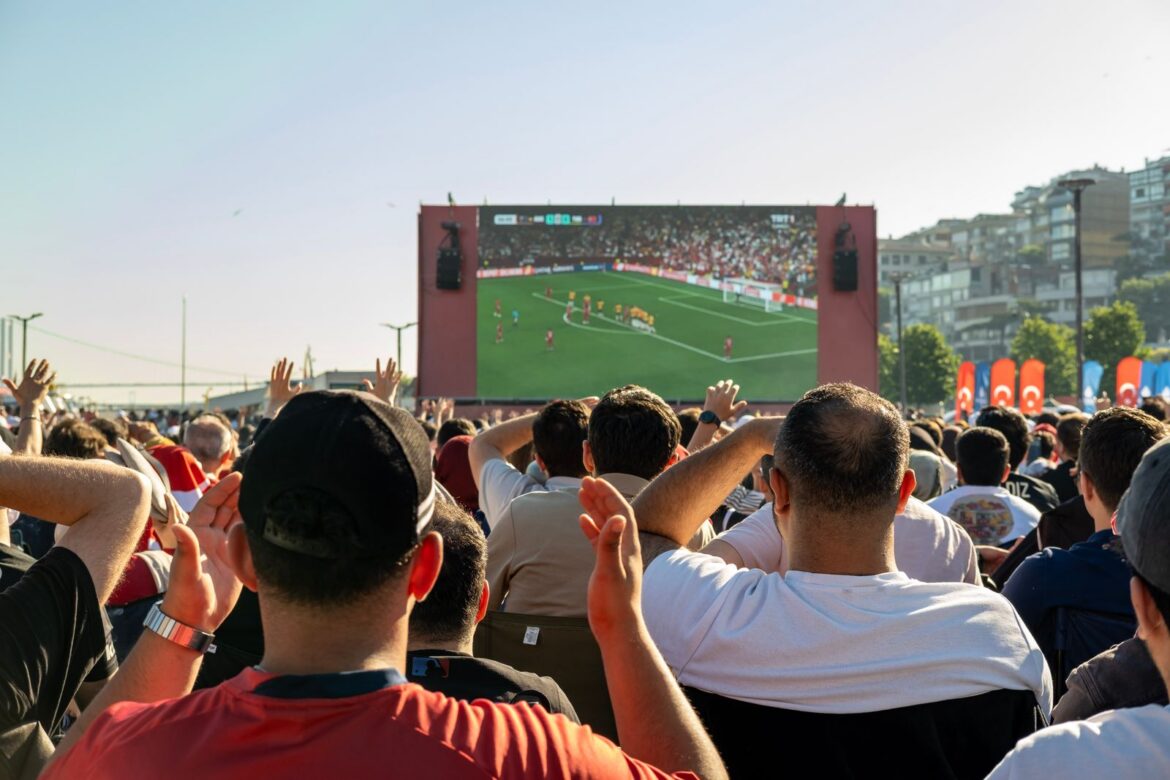 An outdoor live sports viewing event