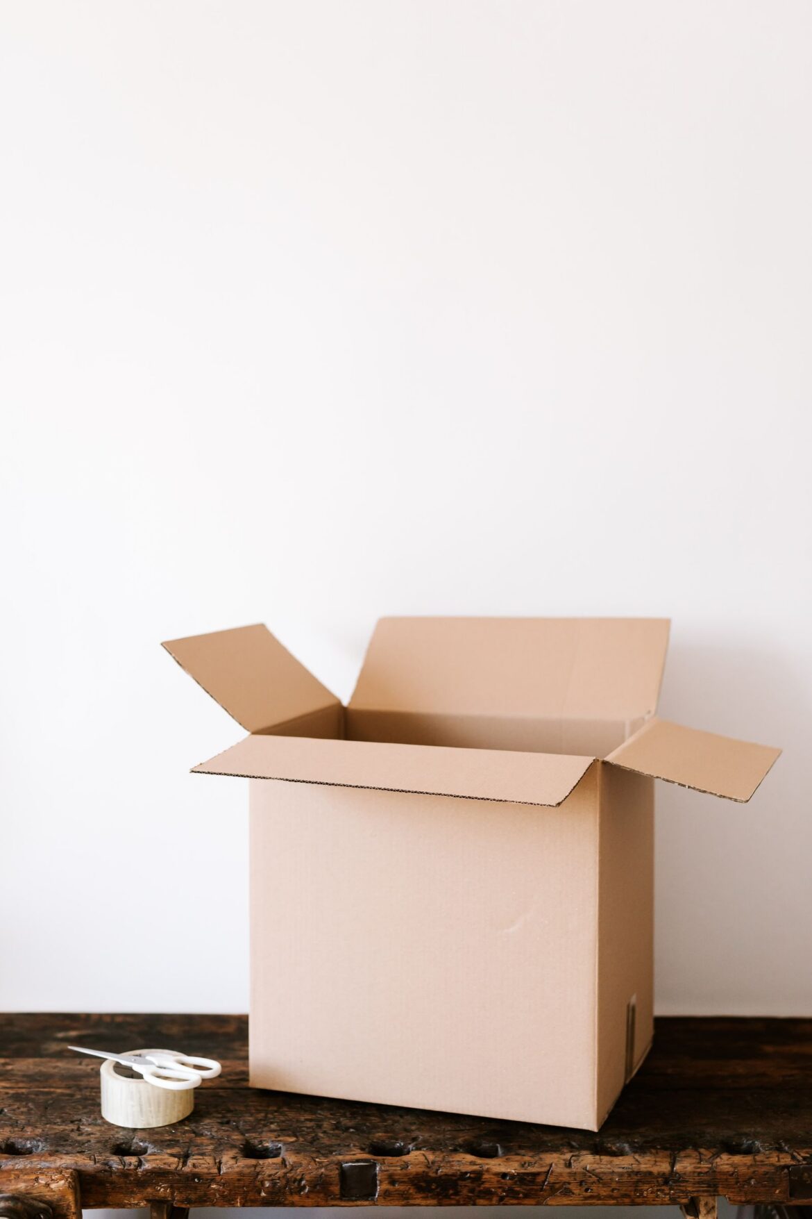 A cardboard delivery box