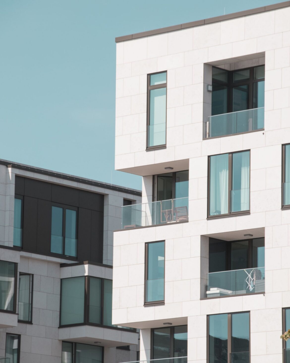 A modern apartment building with balconies