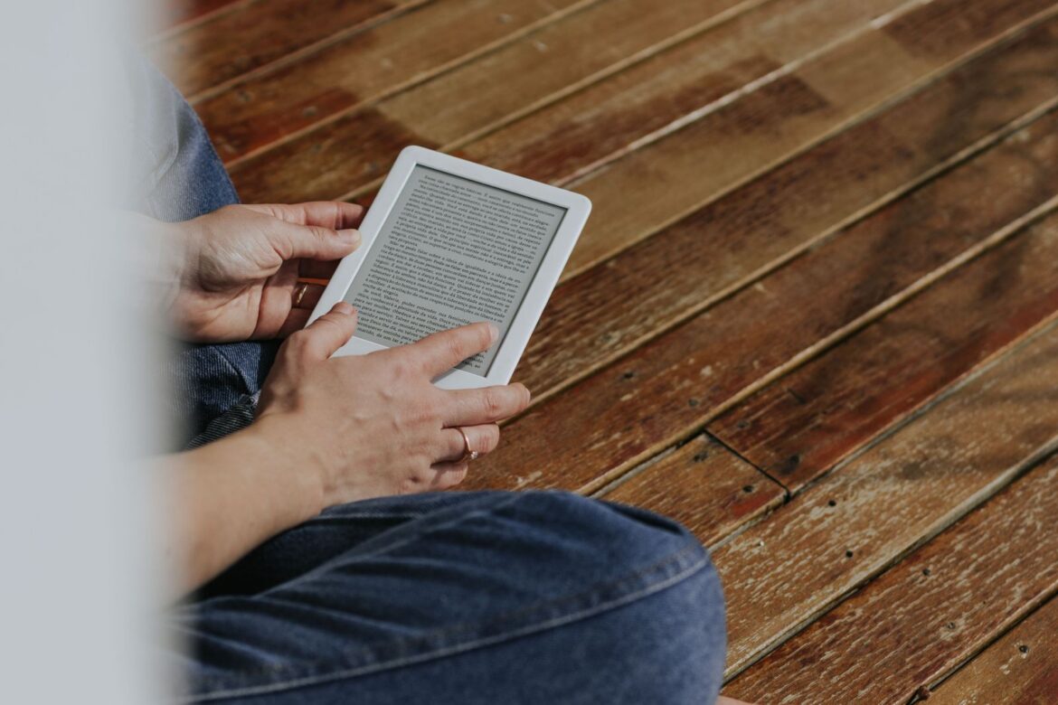 Person reading e-reader