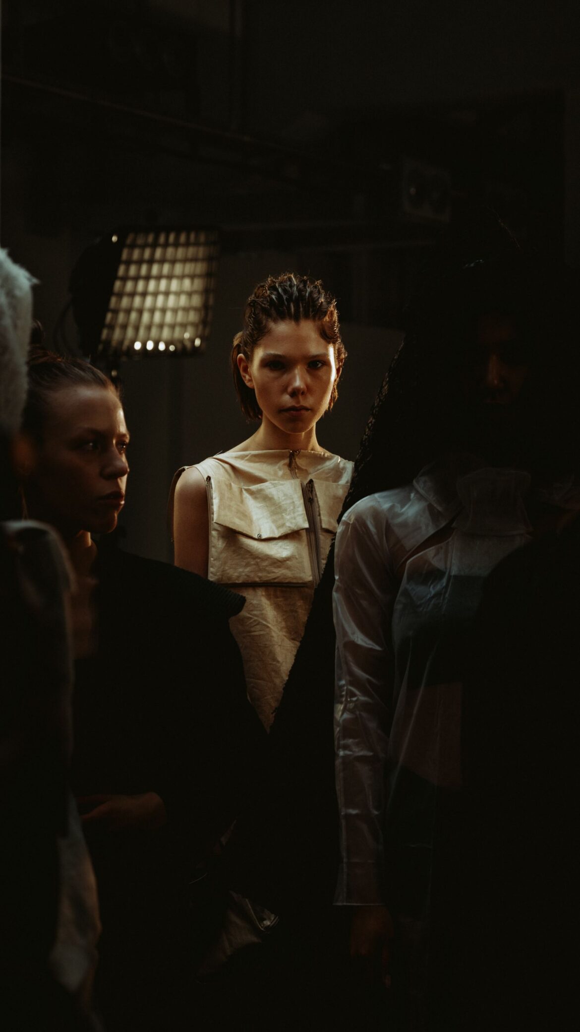 Model backstage at fashion show