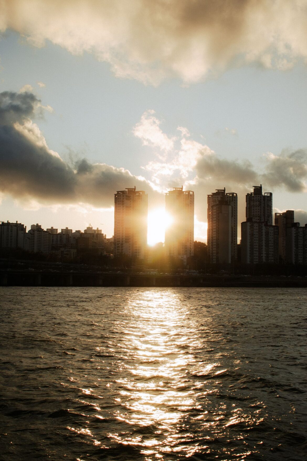 Buildings along the coast of a Korean city