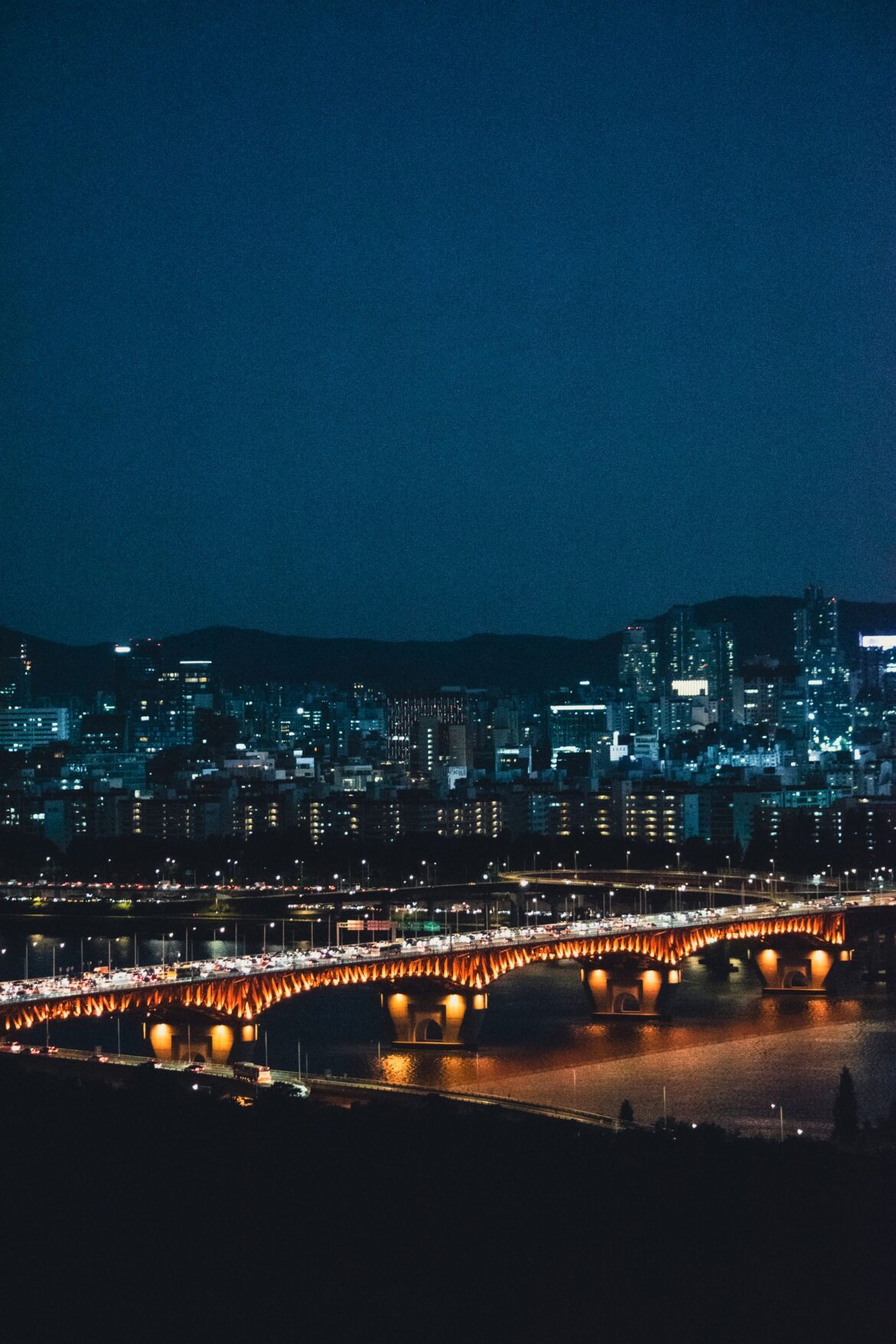 Illuminated Han River city view