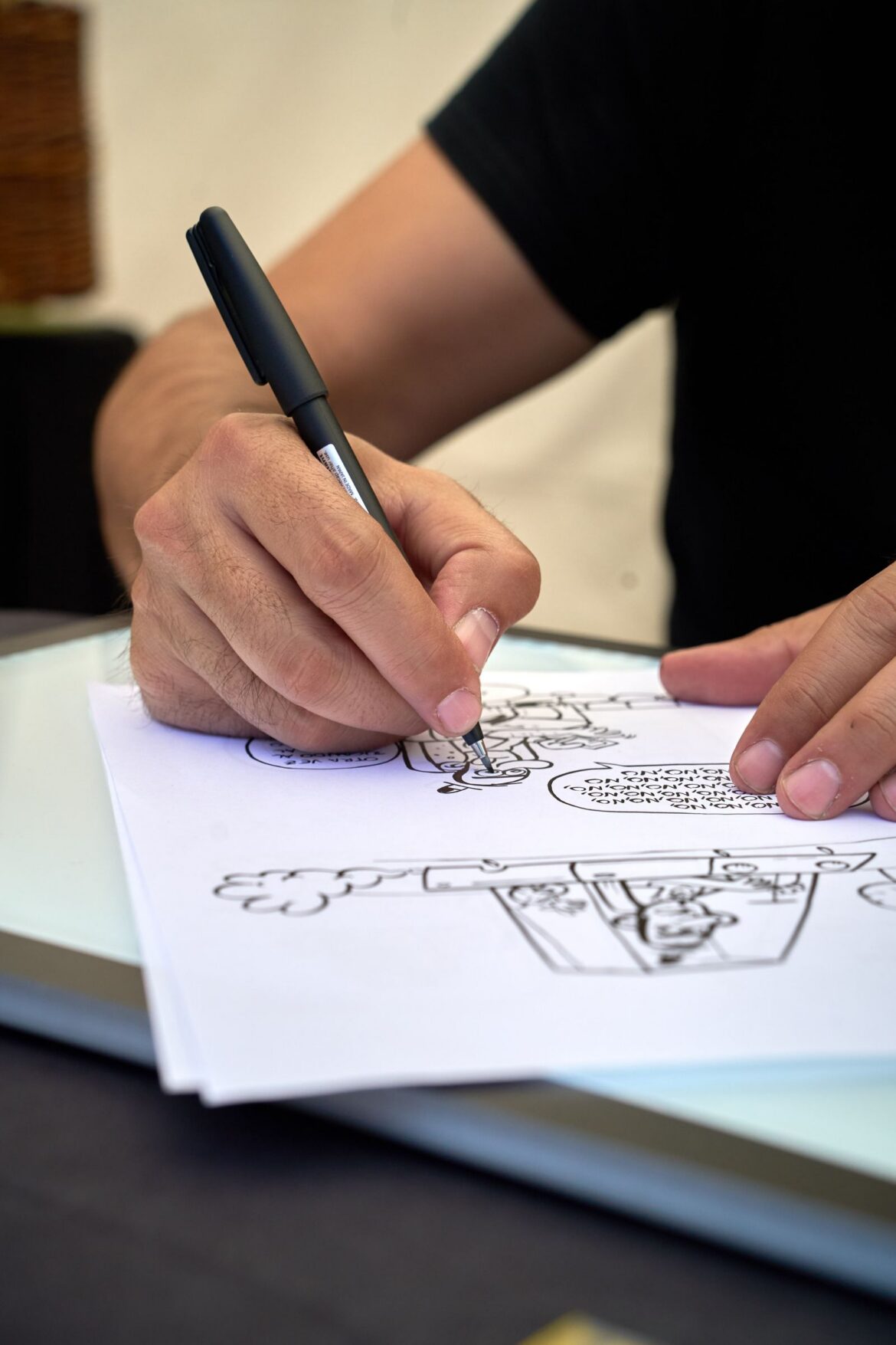 Illustrator drawing cartoon art