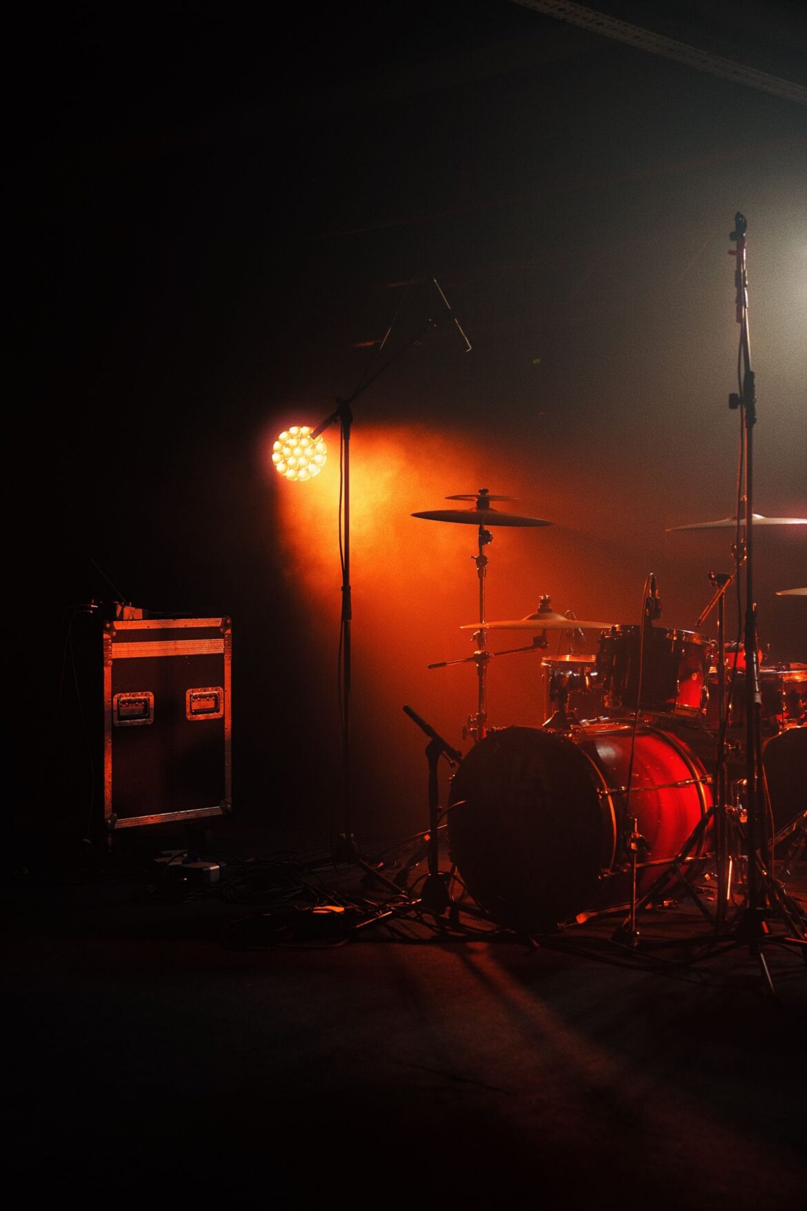 A moody concert stage with lighting
