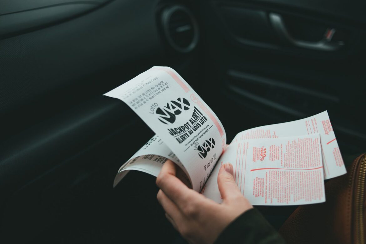 A lottery ticket with money