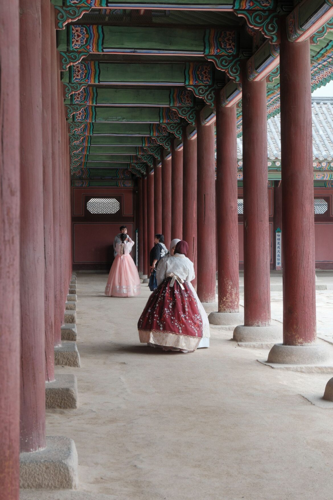 Traditional Korean hanbok in a palace setting