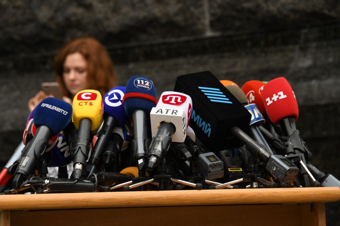 Press conference microphones