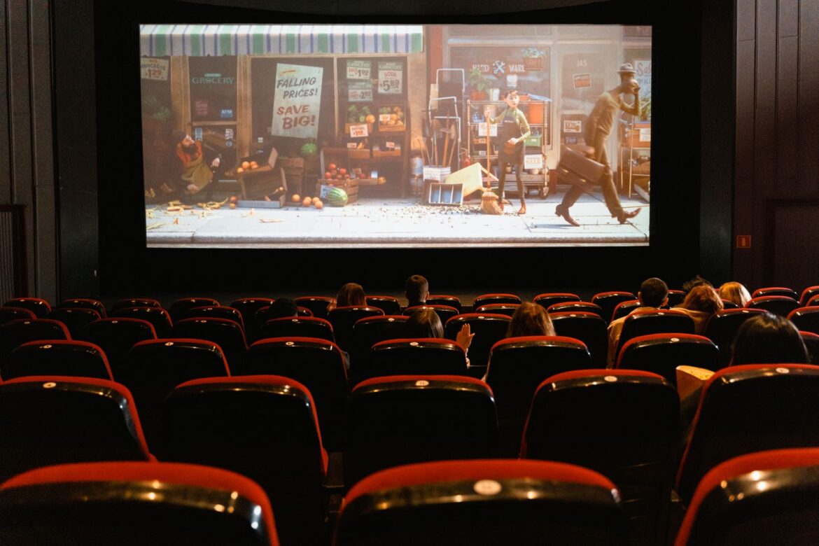 An animation movie in a theater setting