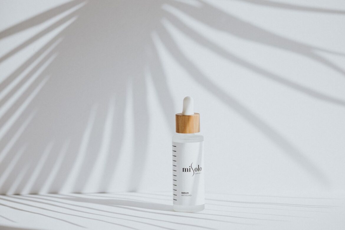 Minimal skincare serum bottle