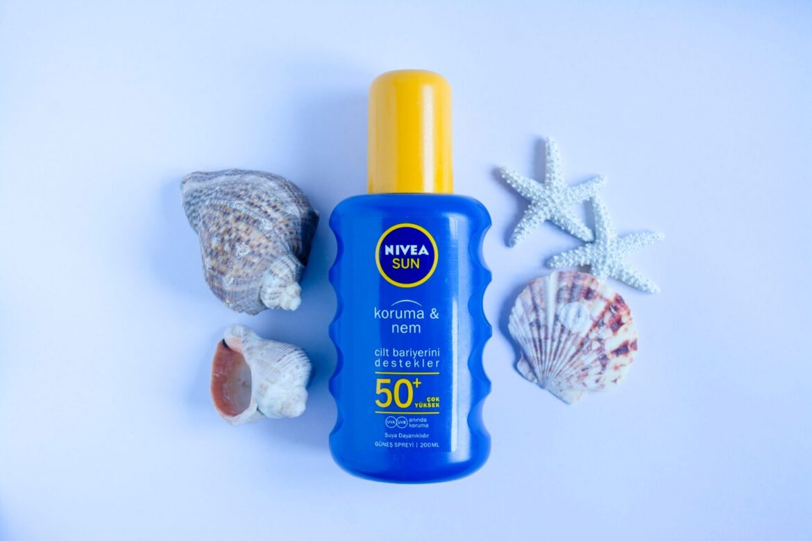 A bottle of sunscreen