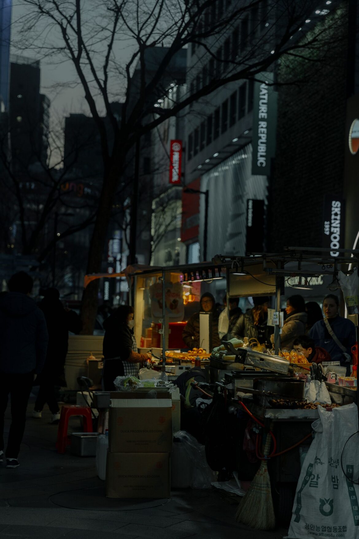 Street food stalls Seoul market