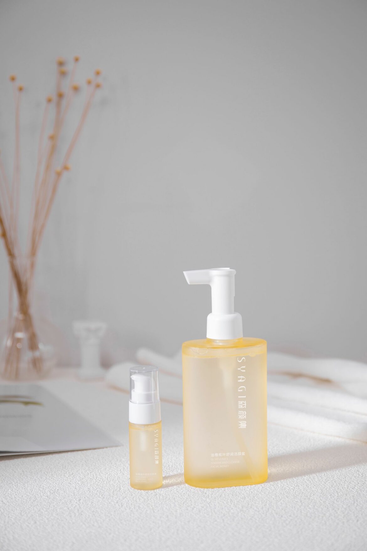 Pump bottles with luxury skincare products