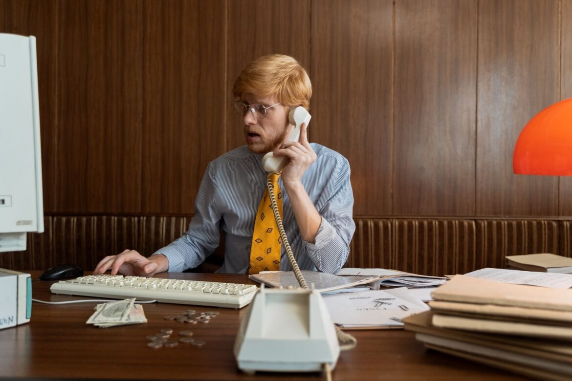 Vintage 1990s office workers