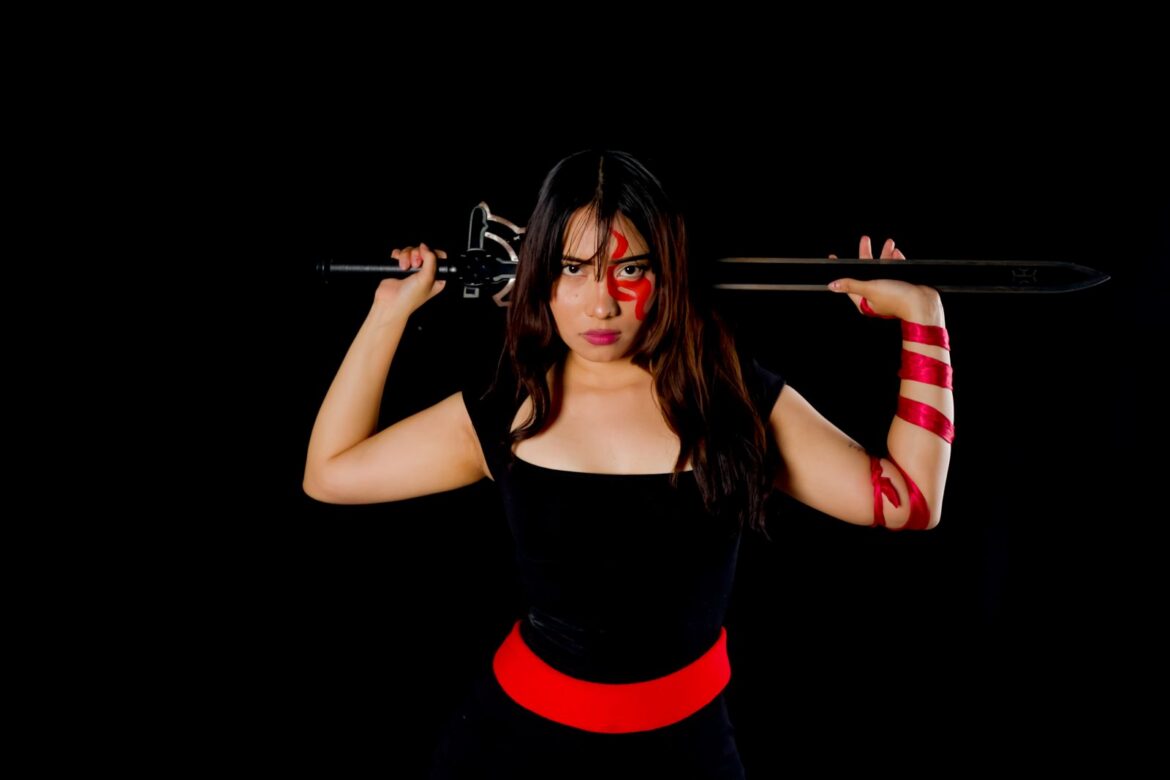 Warrior in epic fantasy costume