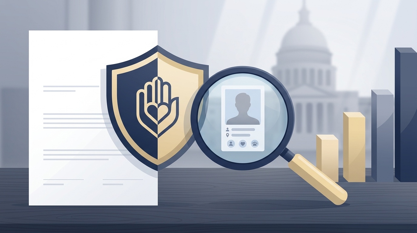 Illustration representing consumer protection and government oversight of matchmaking services