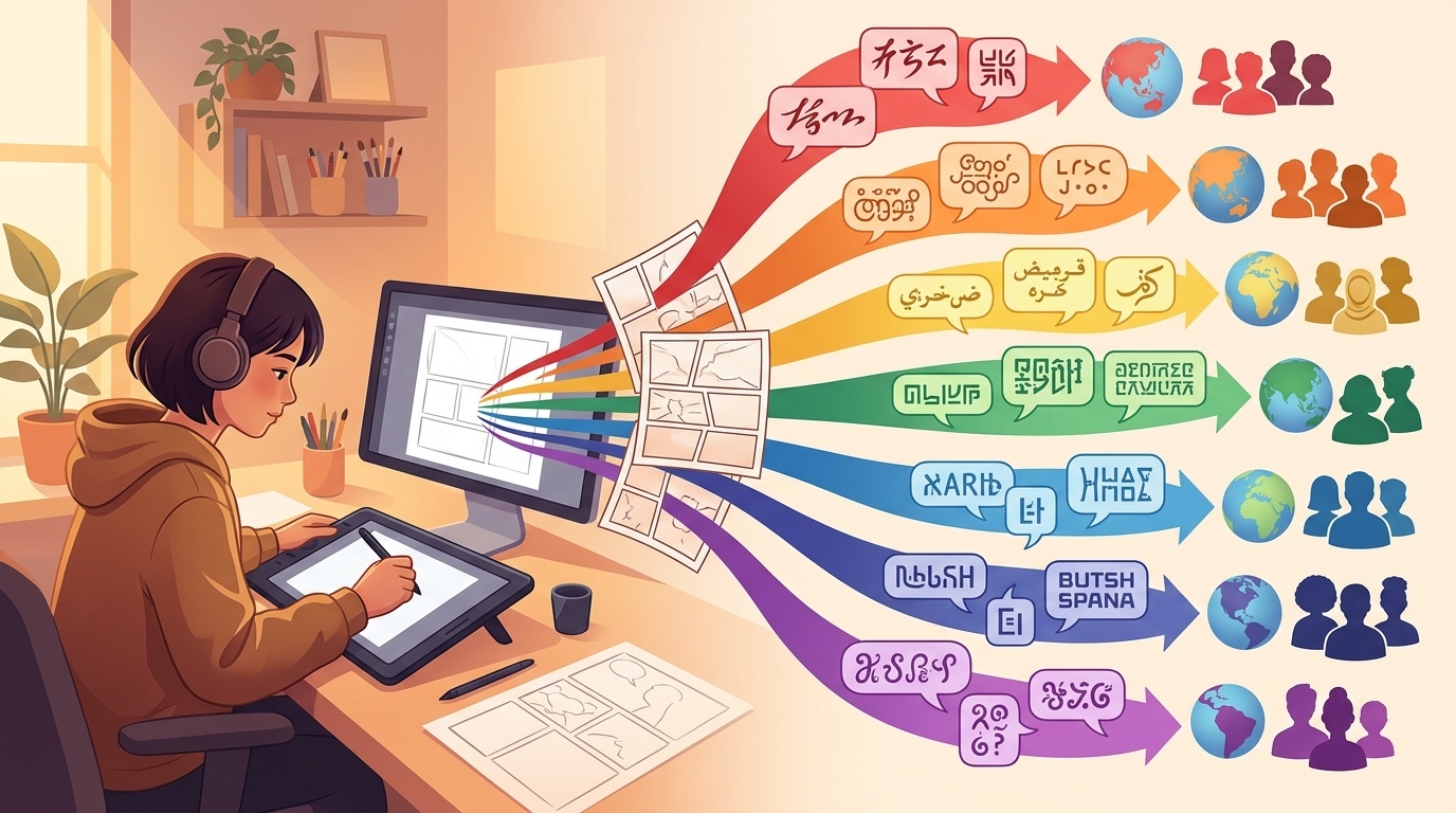 Webtoon Canvas creator choosing translation languages on a dashboard