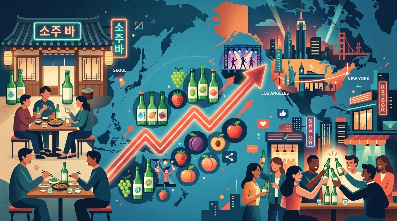 Korean soju export growth illustration