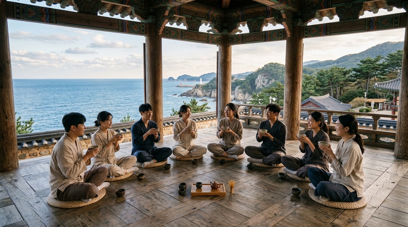 Temple tea ceremony matchmaking scene at Naksansa