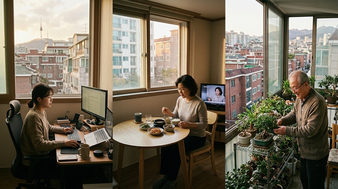 Diverse single-person households in Korea living independently