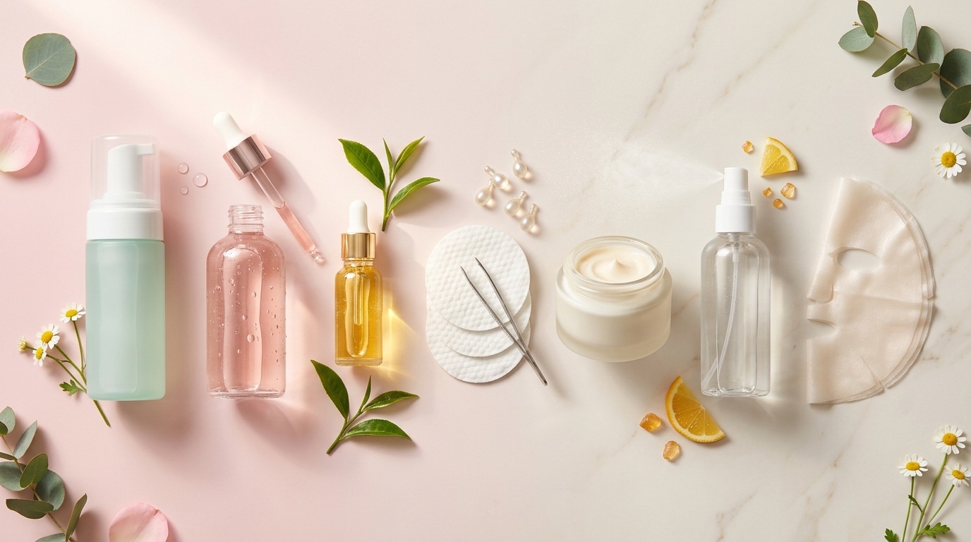 SUNGBOON EDITOR skincare routine flat lay