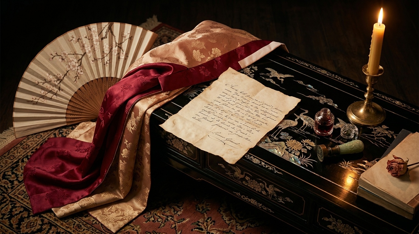 Illustration evoking the 18th-century French literary roots of Scandal