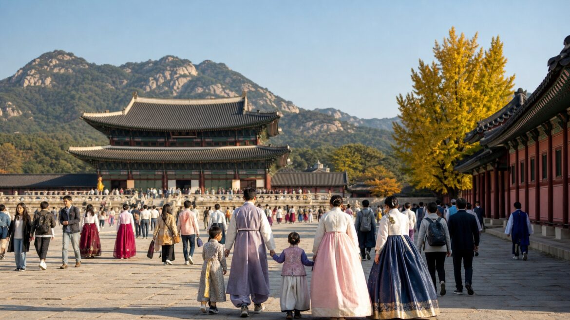 Chuseok morning at Gyeongbokgung Palace in Seoul