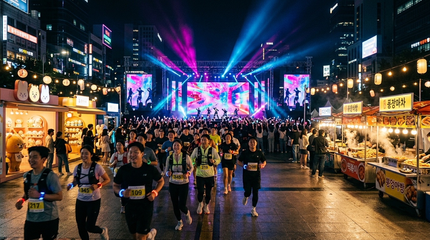 A K-culture festival in Seoul combining a fun run, K-pop stage and pop-ups