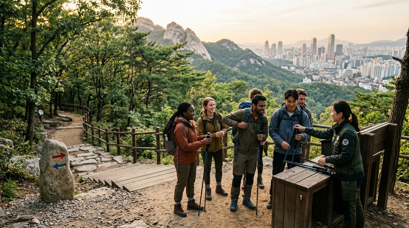 Hikers at Bukhansan National Park trailhead