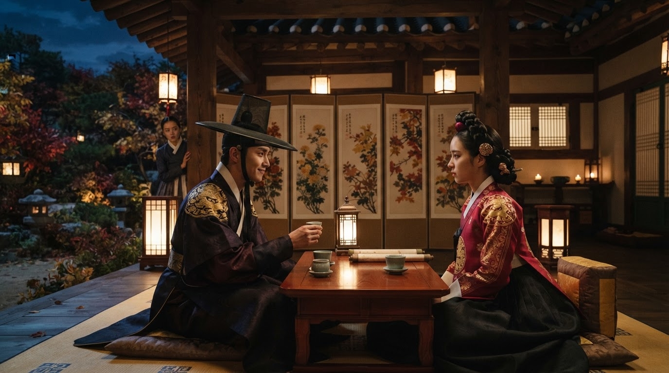 Joseon-era romantic drama scene from Scandal