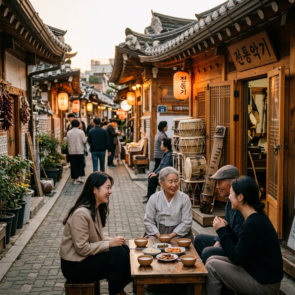 Street scene connecting Ikseon-dong and Seosulla-gil in Seoul