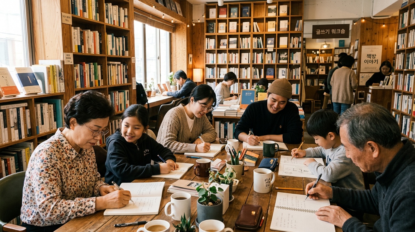 An independent bookstore creative writing workshop in South Korea