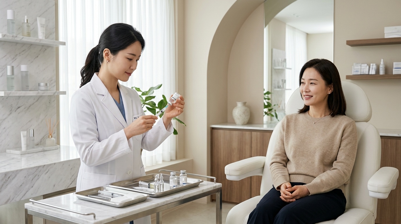 Korean aesthetic clinic skin booster treatment scene