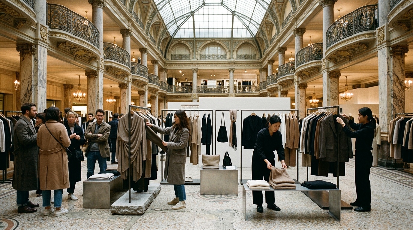 Korean fashion pop-up inside a historic Parisian department store