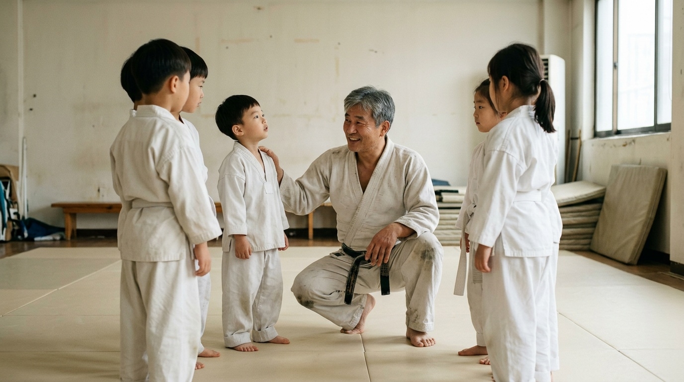 Kim Min teaching a Hapkido class to children