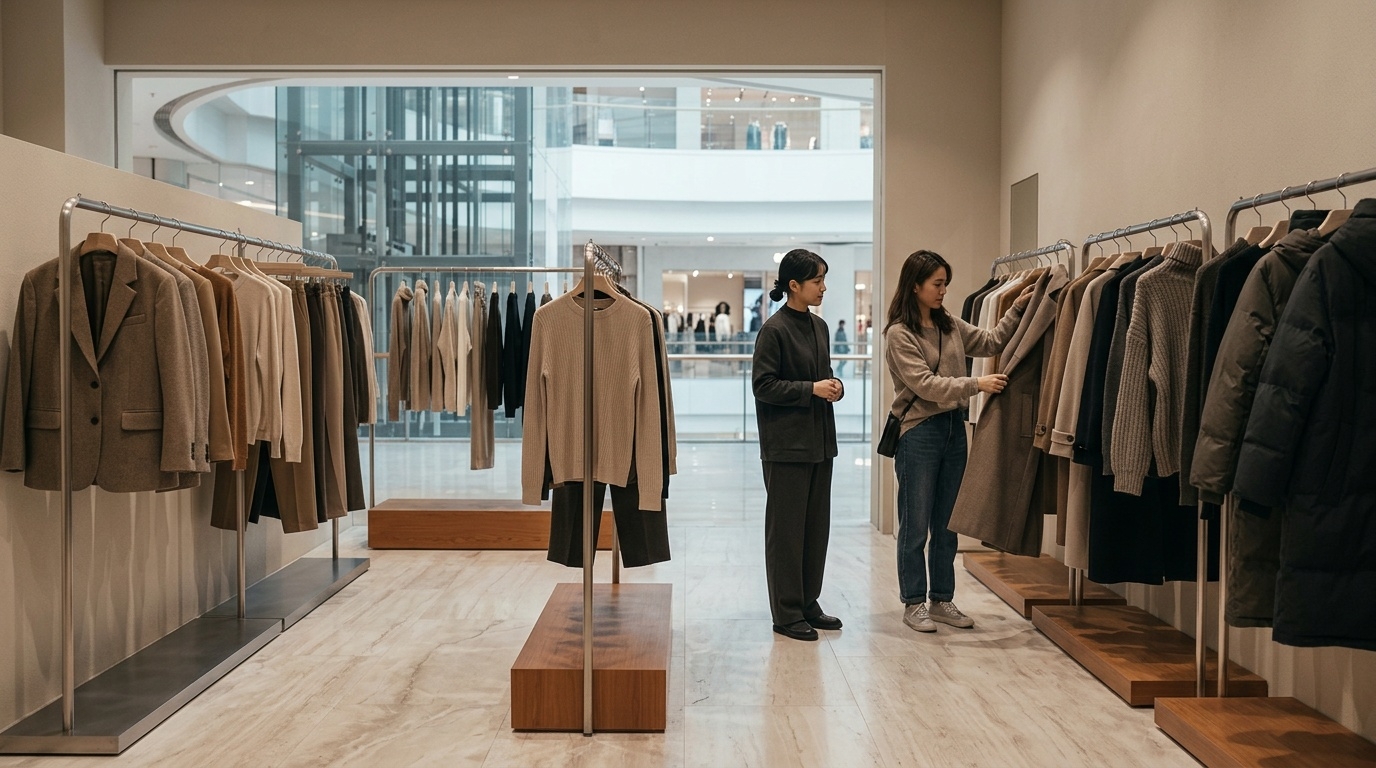 Minimalist Korean fashion pop-up concept spanning autumn and winter collections in Guangzhou