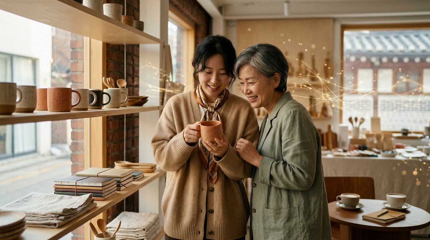 A mother and daughter spending time together in Seoul