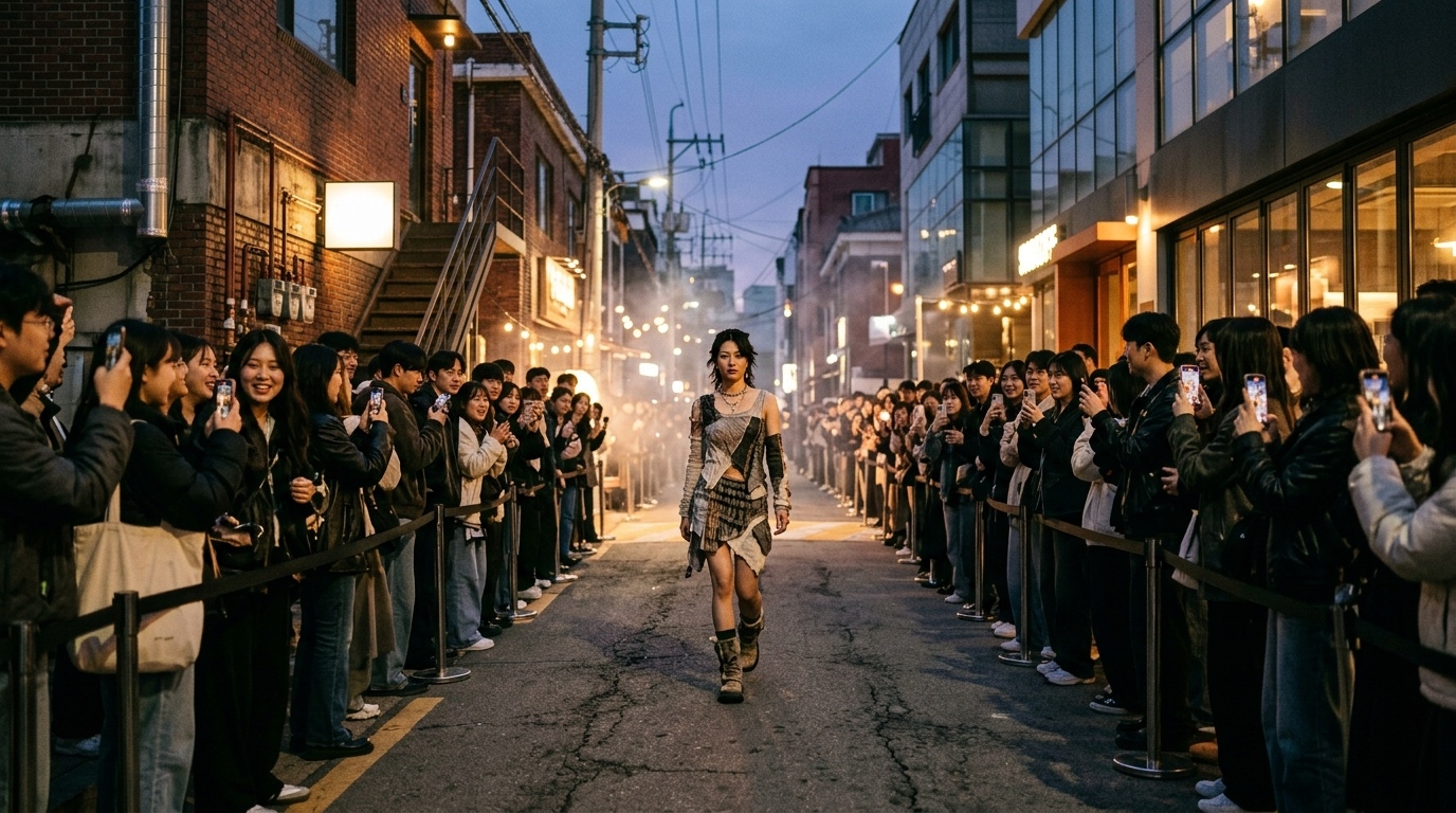 Open-air fashion runway in Seongsu-dong, Seoul