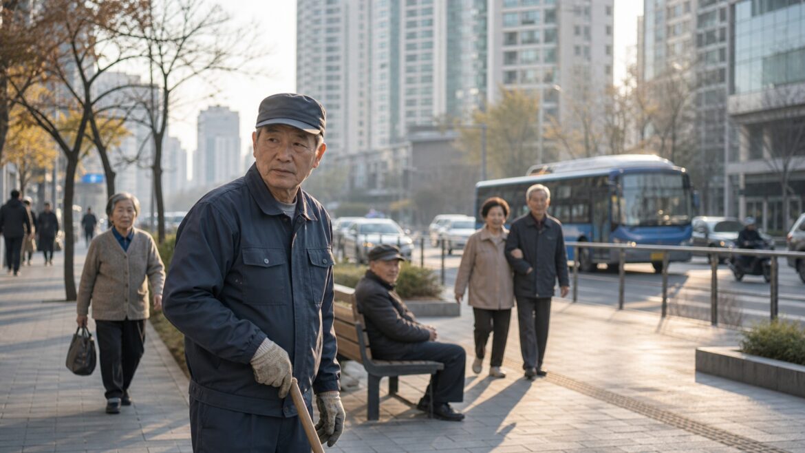 Older South Korean adults in a Seoul neighborhood, reflecting the aging population and rising senior employment